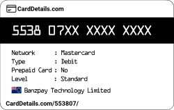 Card Details: 553807