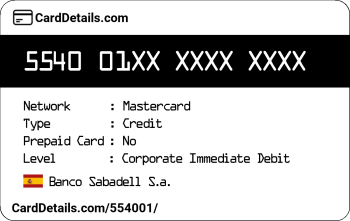 Card Details: 554001