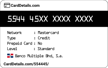 Card Details: 554445