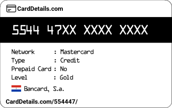 Card Details: 554447