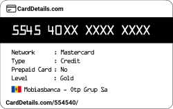 Card Details: 554540