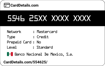 Card Details: 554625