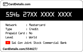 Card Details: 554627