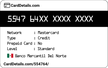 Card Details: 554764