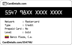 Card Details: 554798