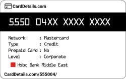 Card Details: 555004