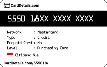 Card Details: 555018