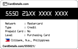 Card Details: 555021