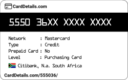 Card Details: 555036