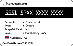 Card Details: 555157