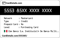 Card Details: 555385