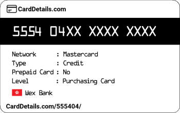 Card Details: 555404