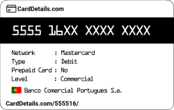 Card Details: 555516
