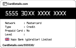 Card Details: 555530