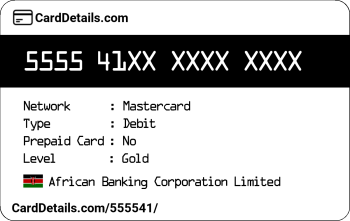 Card Details: 555541