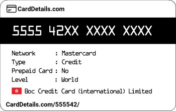 Card Details: 555542