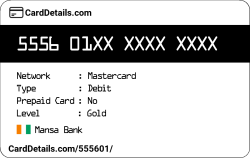 Card Details: 555601