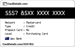 Card Details: 555785