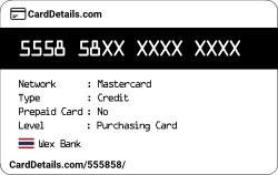Card Details: 555858