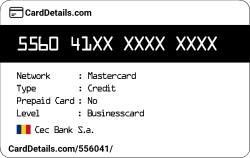 Card Details: 556041