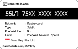 Card Details: 556975