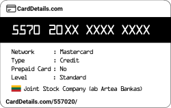 Card Details: 557020