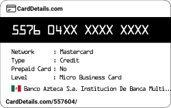 Card Details: 557604