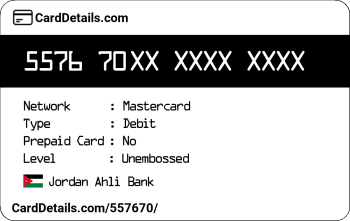 Card Details: 557670