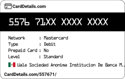 Card Details: 557671