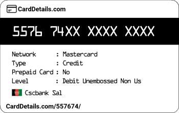 Card Details: 557674