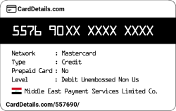 Card Details: 557690