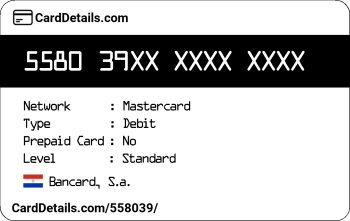 Card Details: 558039