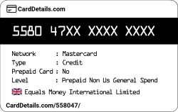 Card Details: 558047