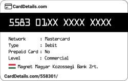 Card Details: 558301