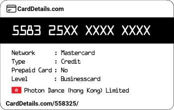 Card Details: 558325