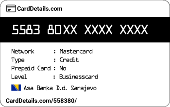 Card Details: 558380