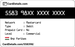 Card Details: 558398