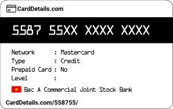 Card Details: 558755