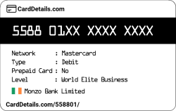 Card Details: 558801
