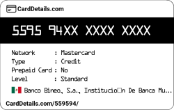 Card Details: 559594