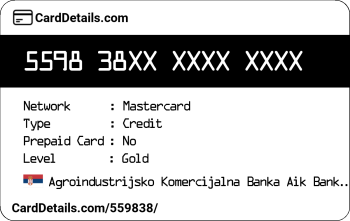 Card Details: 559838
