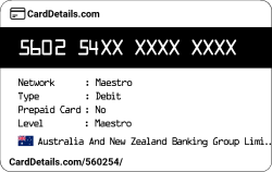 Card Details: 560254
