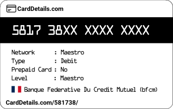 Card Details: 581738