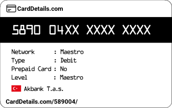 Card Details: 589004