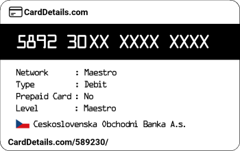 Card Details: 589230