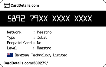 Card Details: 589279
