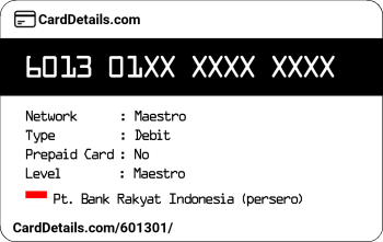 Card Details: 601301