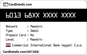 Card Details: 601368