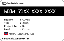 Card Details: 601471