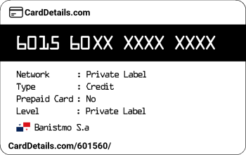 Card Details: 601560